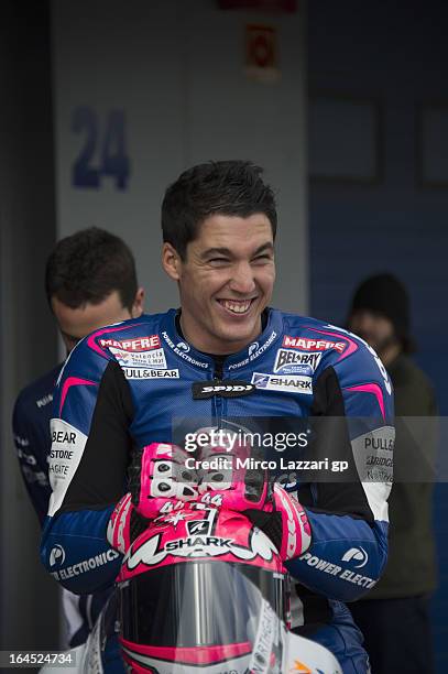 Aleix Espargaro of Spain and Power Electronics Aspar smiles during the MotoGP Tests In Jerez - Day 3 at Circuito de Jerez on March 24, 2013 in Jerez...