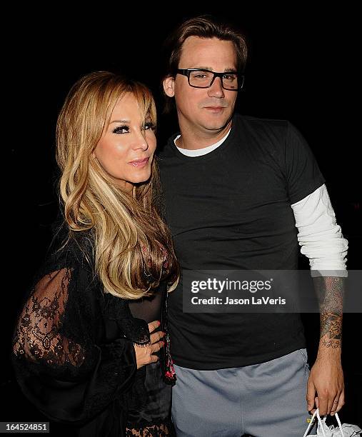 Adrienne Maloof and Sean Stewart attend Perez Hilton's 35th birthday party at El Rey Theatre on March 23, 2013 in Los Angeles, California.