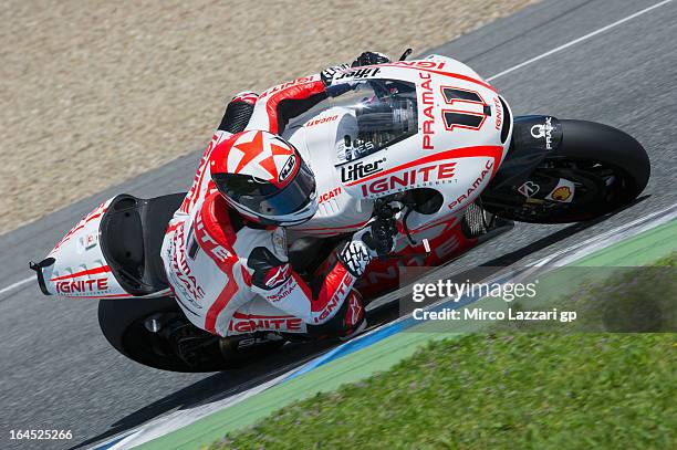 Ben Spies of USA and Ignite Pramac Racing Team rounds the bend during the MotoGP Tests In Jerez - Day 3 at Circuito de Jerez on March 24, 2013 in...
