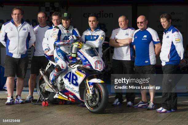 The Cardion AB Motoracing Team pose for photographers during the MotoGP Tests In Jerez - Day 3 at Circuito de Jerez on March 24, 2013 in Jerez de la...