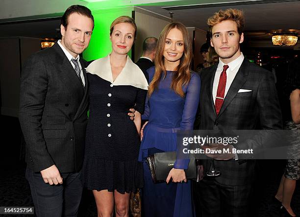 Rafe Spall, Elize du Toit, Laura Haddock and Sam Claflin arrive at the Jameson Empire Awards 2013 at The Grosvenor House Hotel on March 24, 2013 in...