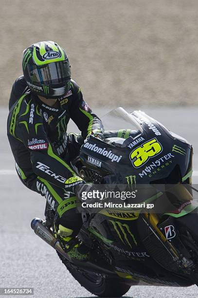 Cal Crutchlow of Great Britain and Monster Yamaha Tech 3 rounds the bend during the MotoGP Tests In Jerez - Day 3 at Circuito de Jerez on March 24,...