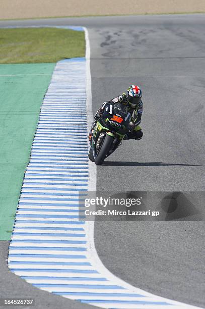 Bradley Smith of Great Britain and Monster Yamaha Tech 3 rheads down a straight during the MotoGP Tests In Jerez - Day 3 at Circuito de Jerez on...