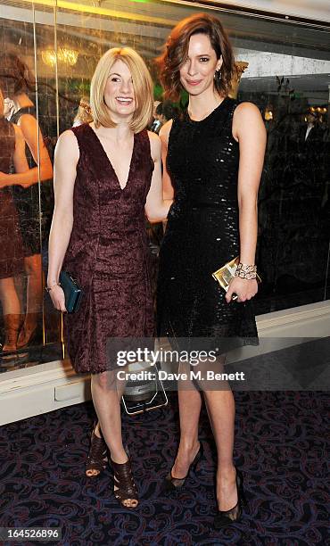 Jodie Whittaker and Rebecca Hall arrive at the Jameson Empire Awards 2013 at The Grosvenor House Hotel on March 24, 2013 in London, England.