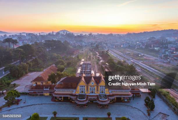 da lat station, the most beautiful train station in indochina, lam dong province - dalat stock pictures, royalty-free photos & images