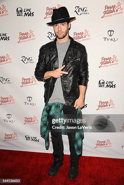 Singer Travis Garland attends Perez Hilton's 35th birthday party at El Rey Theatre on March 23, 2013 in Los Angeles, California.