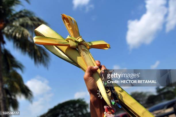 Catholic faithful participates in a Palm Sunday procession in Managua, on March 24, 2013. Palm Sunday marks the beginning of Holy Week, and...