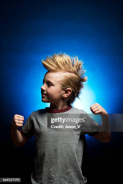 kid with a mohawk - mohawk stock pictures, royalty-free photos & images