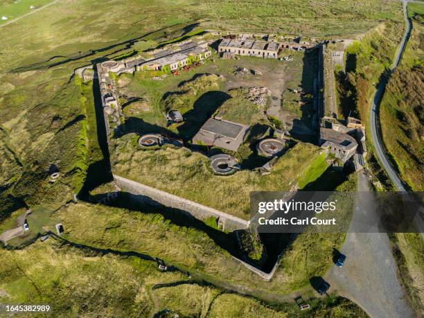 German naval gun placements sit within Fort Albert, originally a Victorian fort, on September 2, 2023 in Alderney, Guernsey. This year, the British...