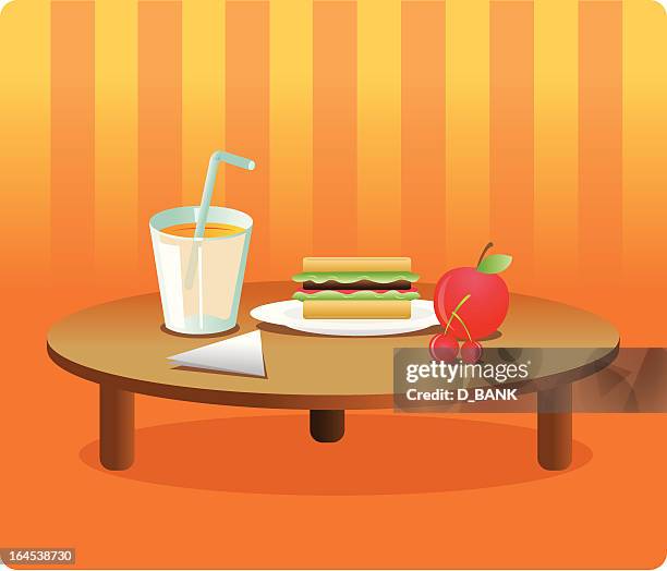 stockillustraties, clipart, cartoons en iconen met table with food - club sandwich