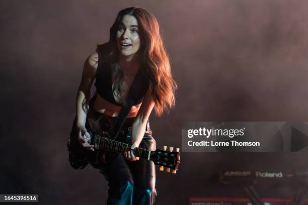 Danielle Haim of Haim performs at All Points East Festival 2023 at Victoria Park on August 28, 2023 in London, England.