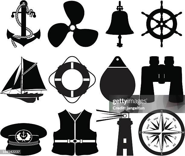 nautical icons - propeller stock illustrations