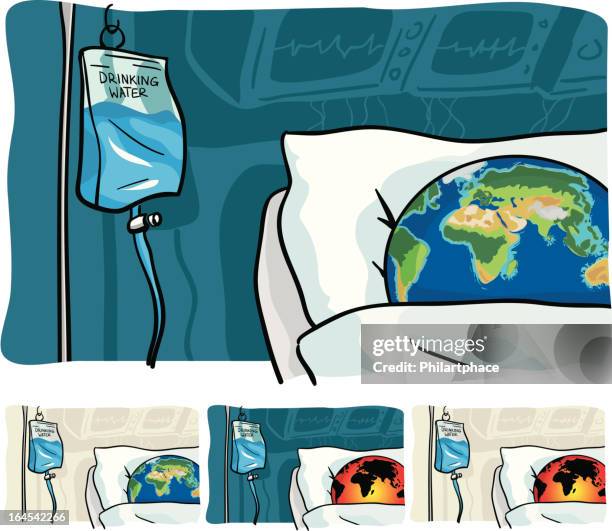 sick earth - sick bed stock illustrations