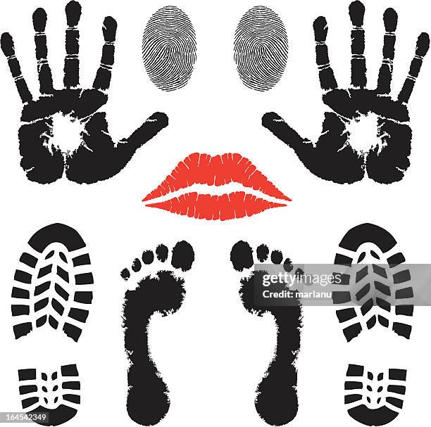 criminal prints - digital forensics stock illustrations