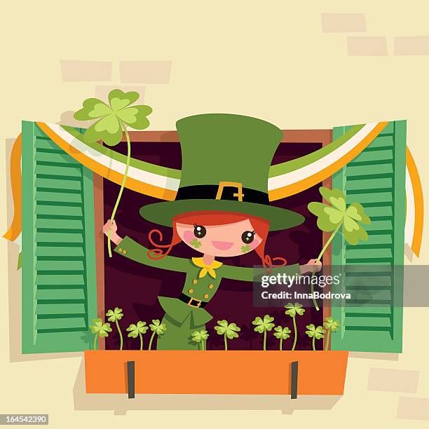st.patrick's day. - window sill stock illustrations