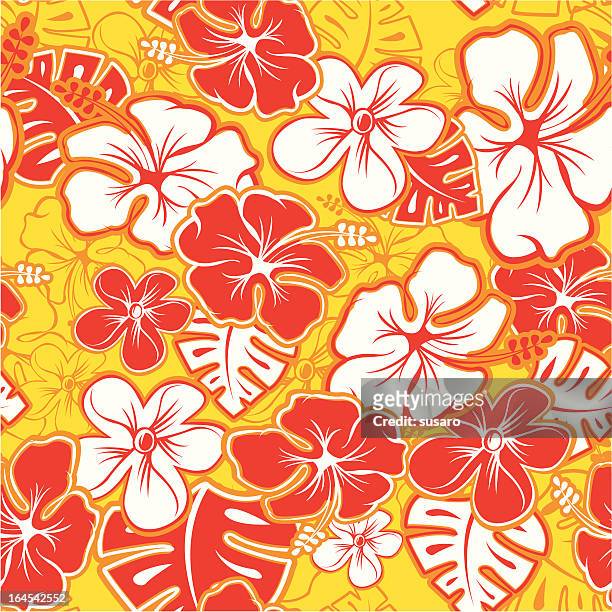 bildbanksillustrationer, clip art samt tecknat material och ikoner med red hawaiian pattern - fastknäppt skjorta