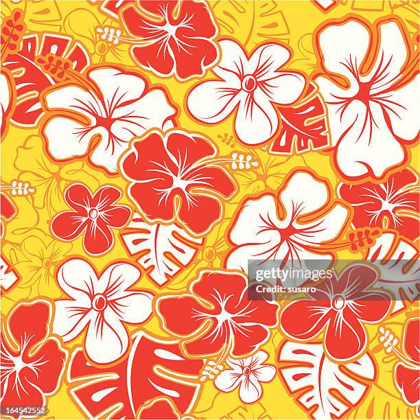 red hawaiian pattern - tiki stock illustrations