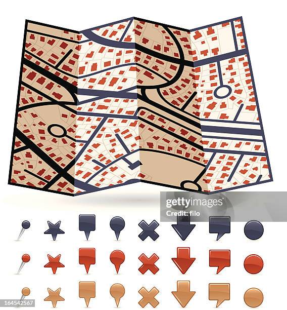 Folded Map Top View High Res Illustrations - Getty Images