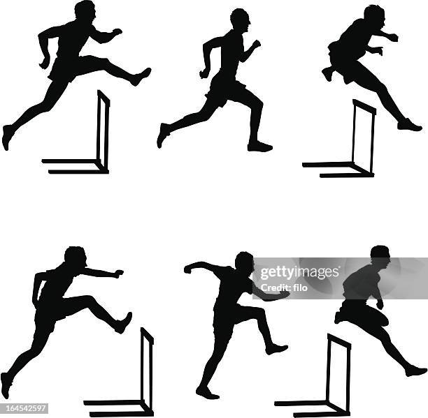 hurdlers - sportsperson stock illustrations