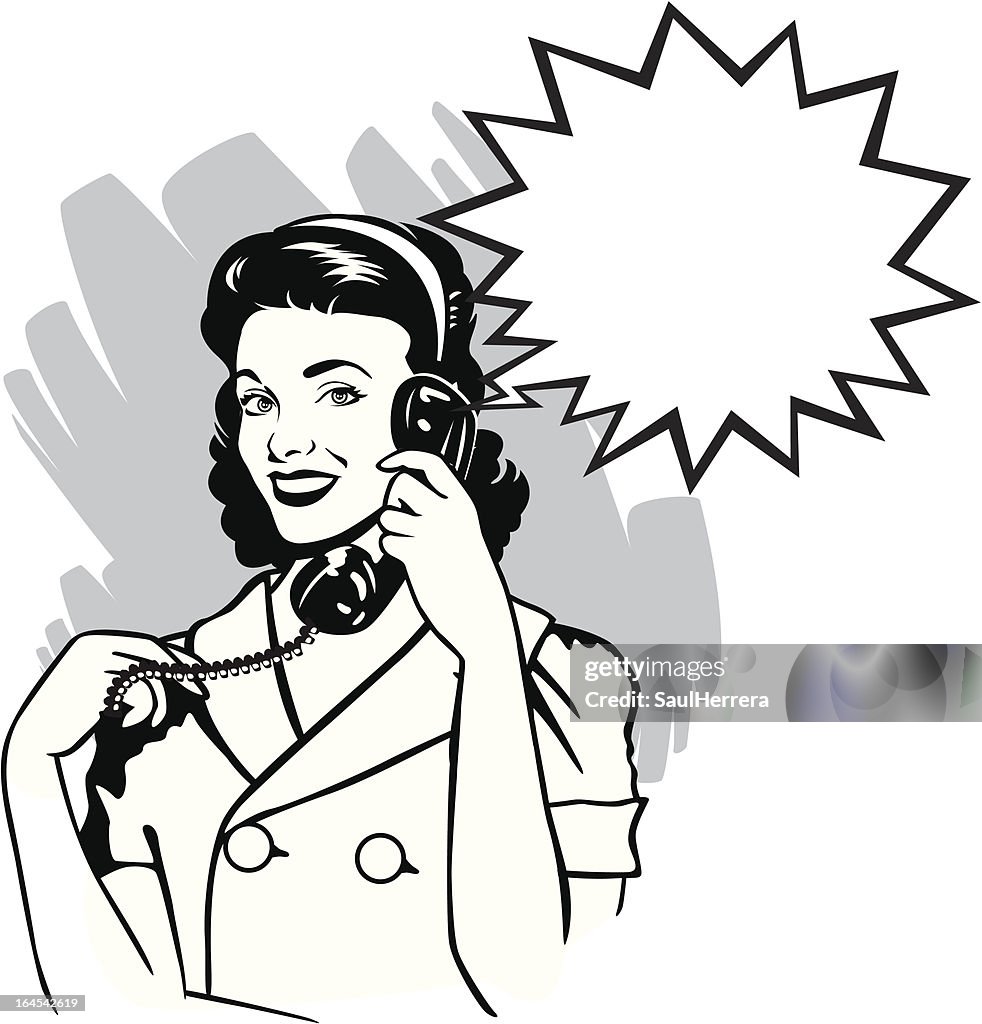 Calling Retro Comic Vintage Calling Woman High-Res Vector Graphic - Getty Images