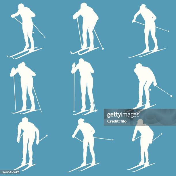 skiers - cross country skiing stock illustrations