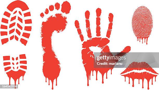 bloody prints - digital forensics stock illustrations