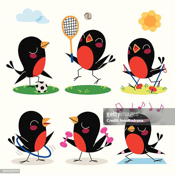 ilustraciones, imágenes clip art, dibujos animados e iconos de stock de aves deportes. - danza del aro