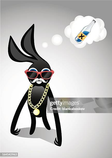 ilustraciones, imágenes clip art, dibujos animados e iconos de stock de personaje de historieta de conejito - cadena de oro