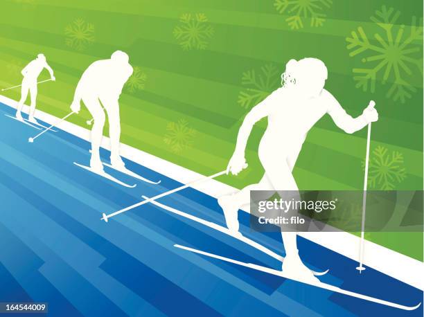 skiing background - skier silhouette stock illustrations