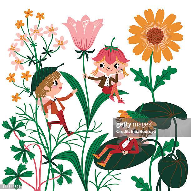 flowers elves. - elf stock illustrations
