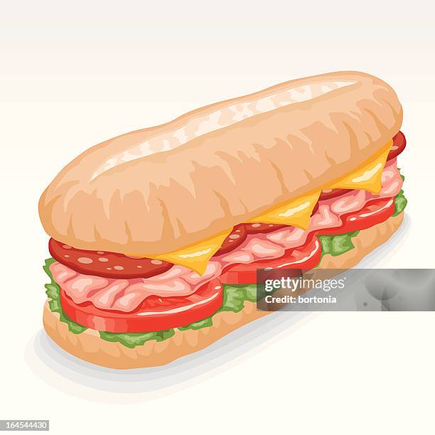 ilustraciones, imágenes clip art, dibujos animados e iconos de stock de hoagie bocadillo submarino - bocadillo submarino