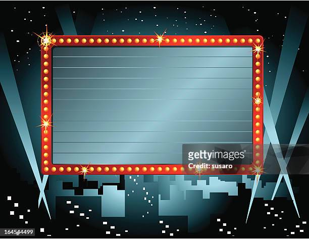 theater - anzeigetafel für kino oder theater stock-grafiken, -clipart, -cartoons und -symbole