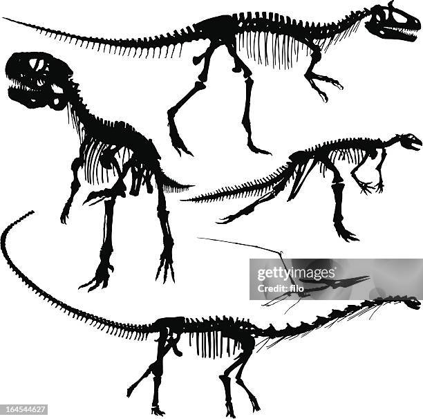 ilustrações, clipart, desenhos animados e ícones de silhuetas de dinossauro - velociraptor