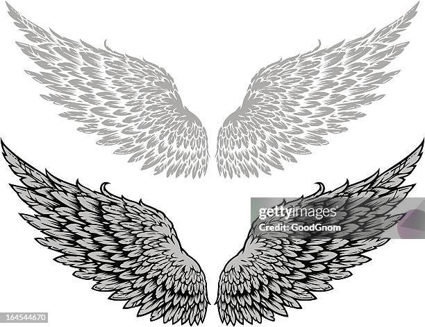 wings - angel tattoos stock illustrations