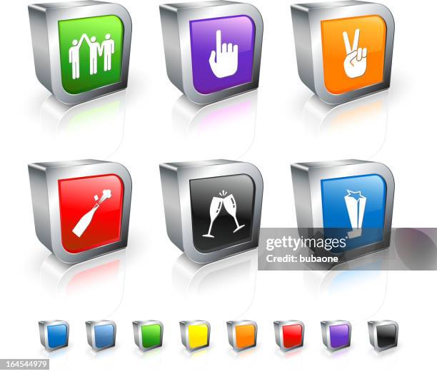 winner 3d royalty free vector icon set with metal rim - glass trophy stock illustrations