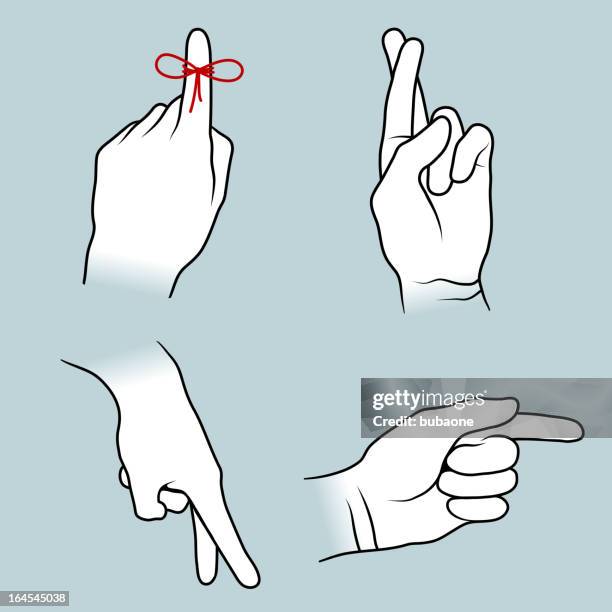 hand sign gestures collection - string tied to finger stock illustrations