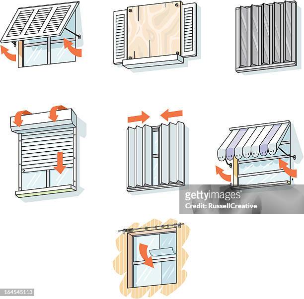 window protection for hurricanes - shutter stock illustrations