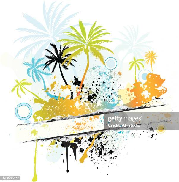 grunge palm background - coco stock illustrations