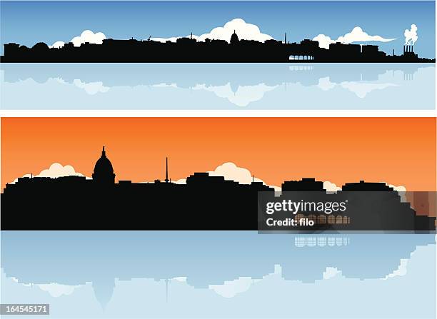 madison, wisconsin skyline - wisconsin state capitol stock illustrations