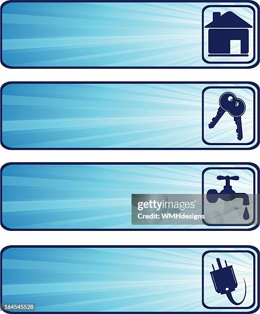 blue horizontal home icons - network connection background stock illustrations