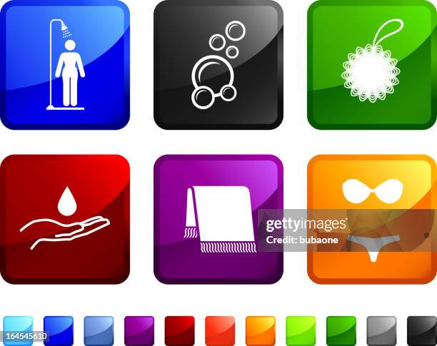 computer icons of bathroom sticker set - loofah icon stock illustrations
