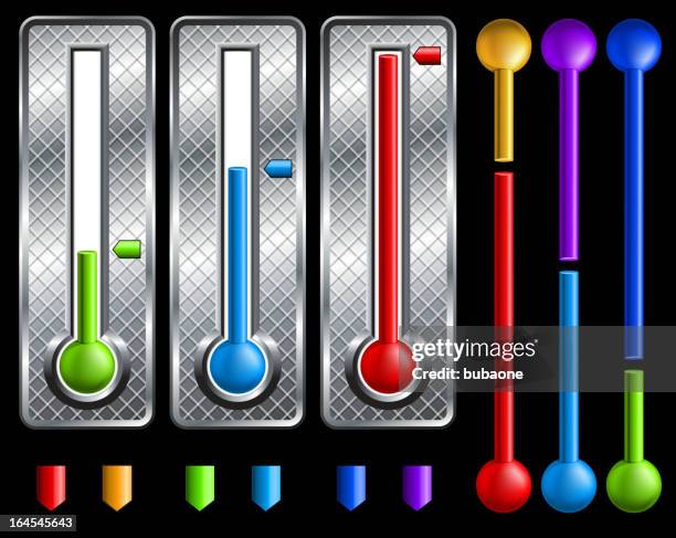 fundraiser goal meter - blue silver background stock illustrations