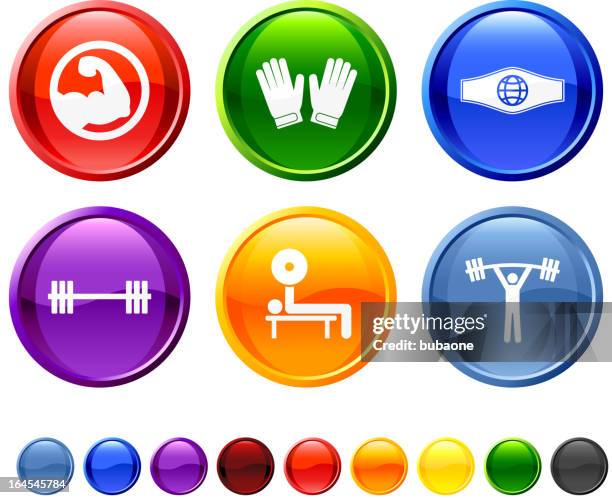 weightlifting royalty free vector icon set - bench press stock illustrations
