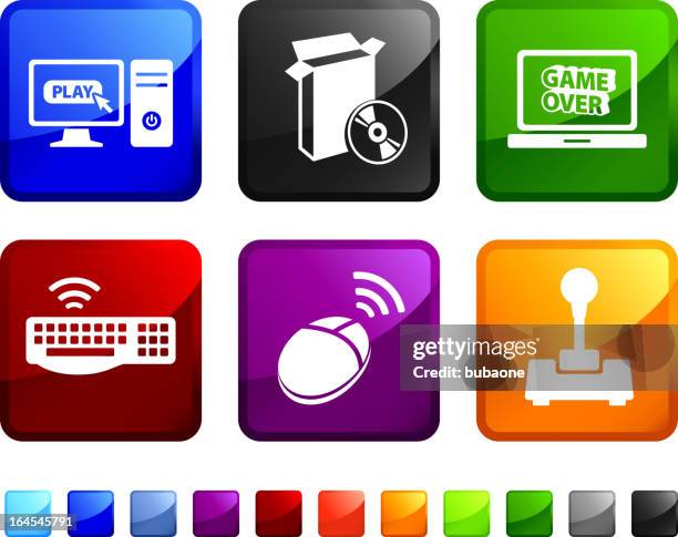 computer video games royalty free vector icon set - game controller white background stock illustrations