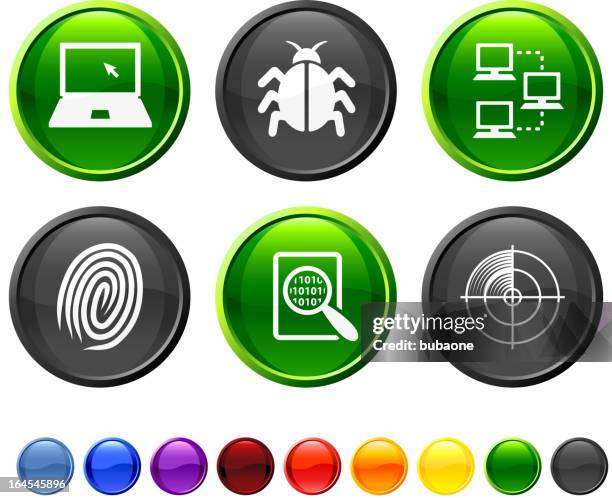 computer virus royalty free vector icon set - digital forensics stock illustrations