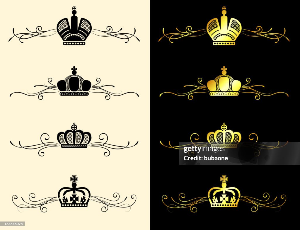Royal crown gold & black and white banner set