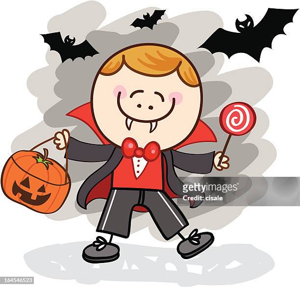 Kid With Vampire Halloween Costume Cartoon Illustration High-Res Vector  Graphic - Getty Images