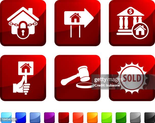 real estate foreclosure royalty free vector icon set stickers - foreclosure icon stock illustrations