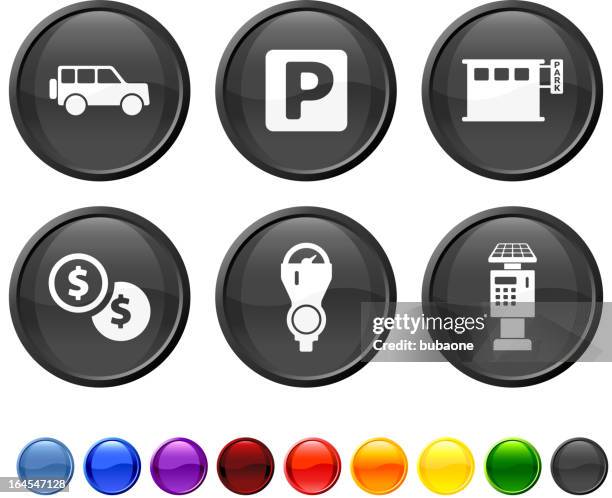 parking options royalty free vector icon set - digital parking meter stock illustrations