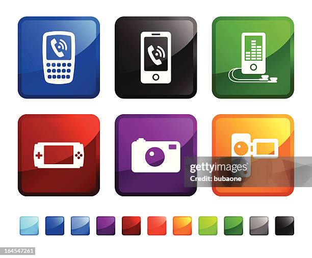hand-held electronics royalty free vector icon set - gaming headset stock illustrations
